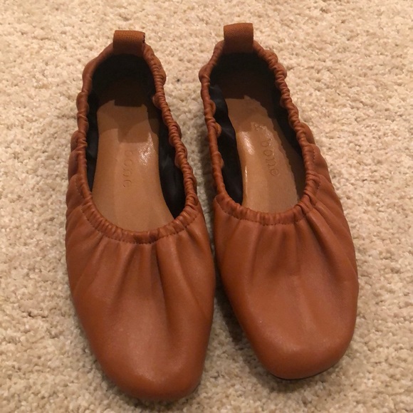 Rag & Bone Elly Cognac Leather Ballet Flat Sz 37.5 - Picture 1 of 7